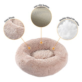 Calming Donut Dog Bed 23" Anti-Anxiety Plush Pillow round Puppy Cat Bed for Pets up to 25Lbs,Beige