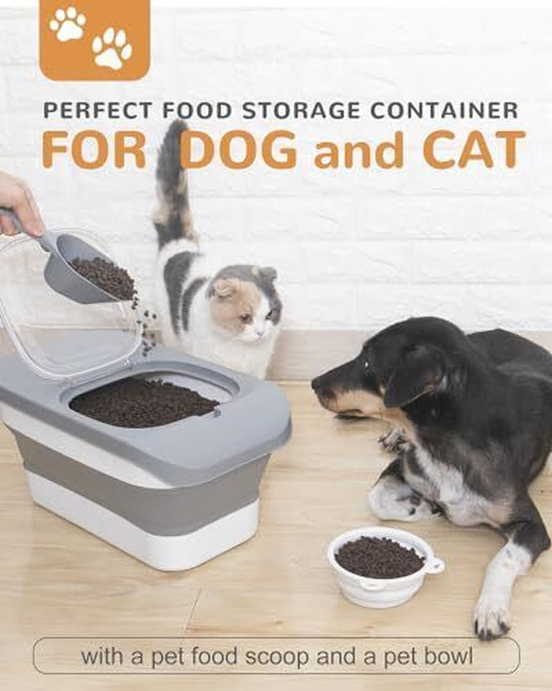 10-13 Lbs Dog Food Stroage Container, Collapsible Dog Food Containers with Grey