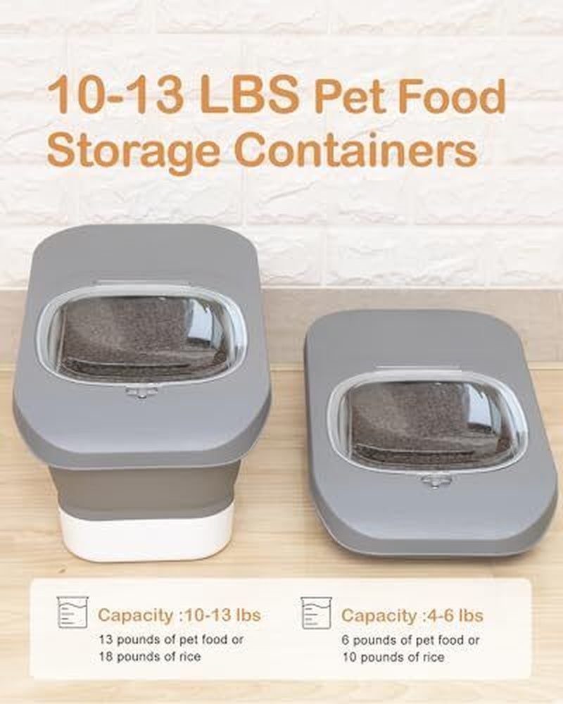 10-13 Lbs Dog Food Stroage Container, Collapsible Dog Food Containers with Grey