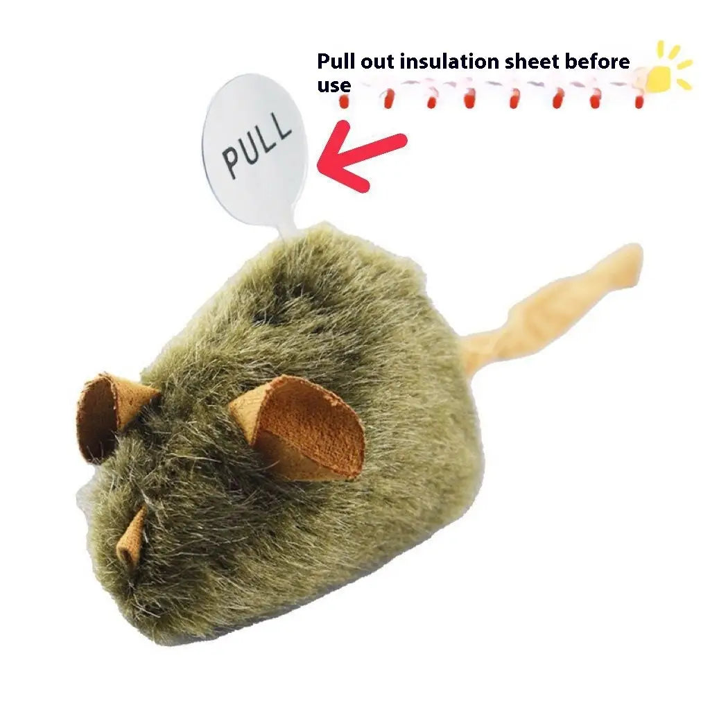 Fuzzy Grey Toy Mouse with Squeaks for Cats