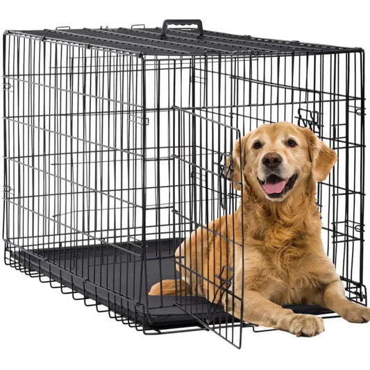 42 Inch Large Dog Cage, Foldable Metal Wire Cage, Outdoor and Indoor Pet Dog Cage with Double Doors