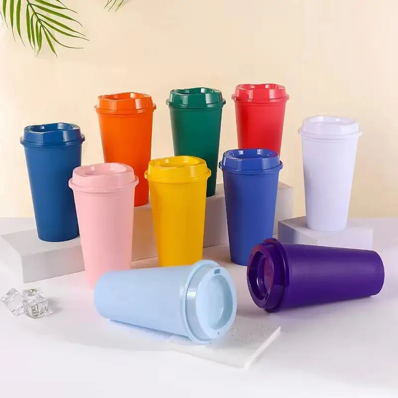 470Ml Matte Finish Reusable Mug Plastic Travel Coffee Cup Household Drinkware Kitchen Products