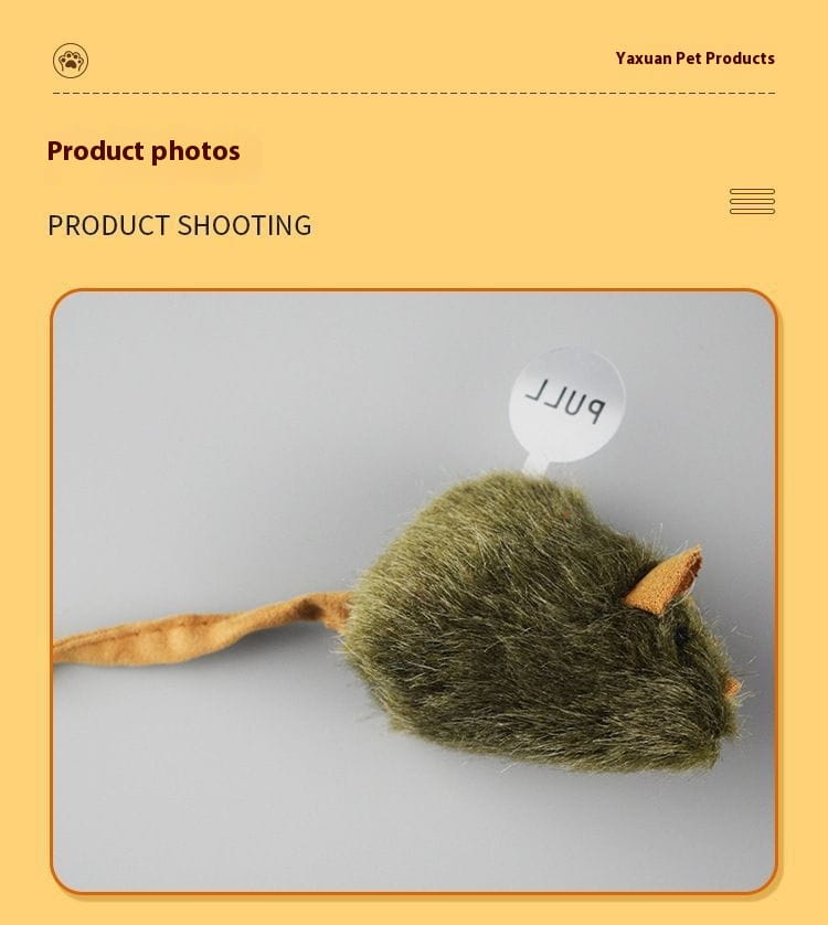 Fuzzy Grey Toy Mouse with Squeaks for Cats