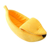 Banana Pet Bed, Cute Funny Fruit Bed with Removable Cushion for Dogs, Indoor Cats, Rabbits, Small Animals, Yellow