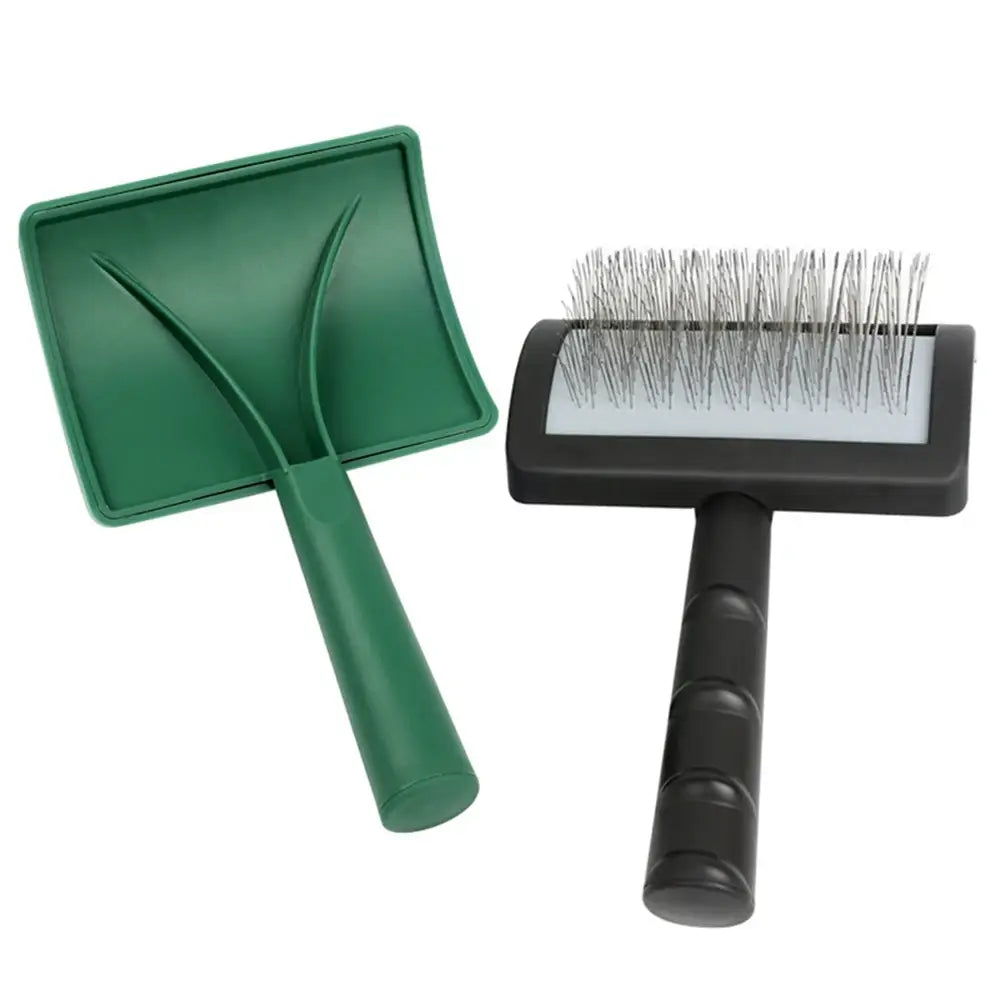 Green Extra Long Pin Slicker Brush for Large Dogs