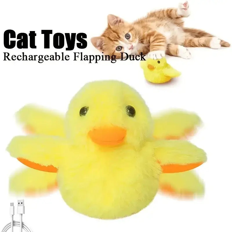 Flapping Duck Cat Toys Interactive Electric Bird Toys Washable Cat Plush Toys with Vibration Sensor Cats Game Toys