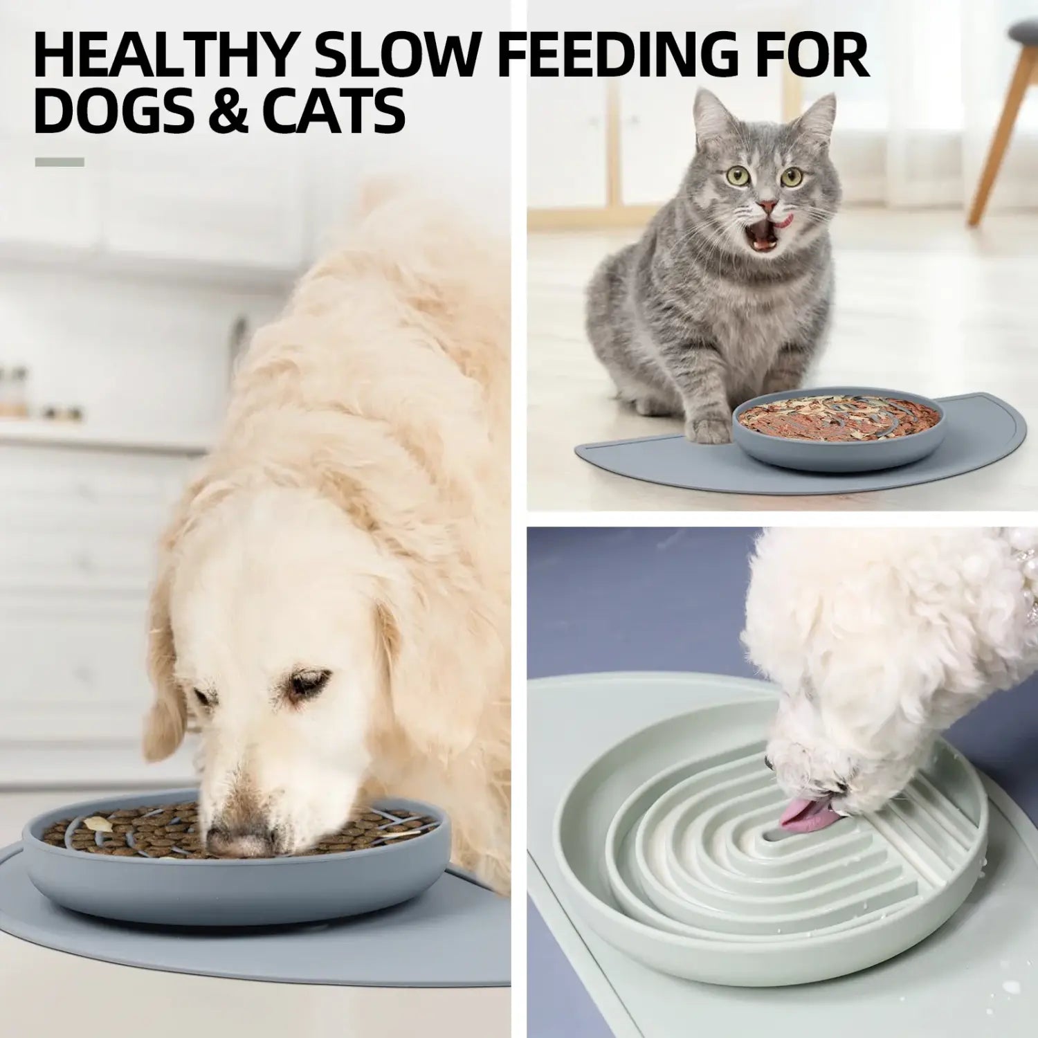 Maze-Style Pet Slow Food Bowl Set with Anti-Slip Design