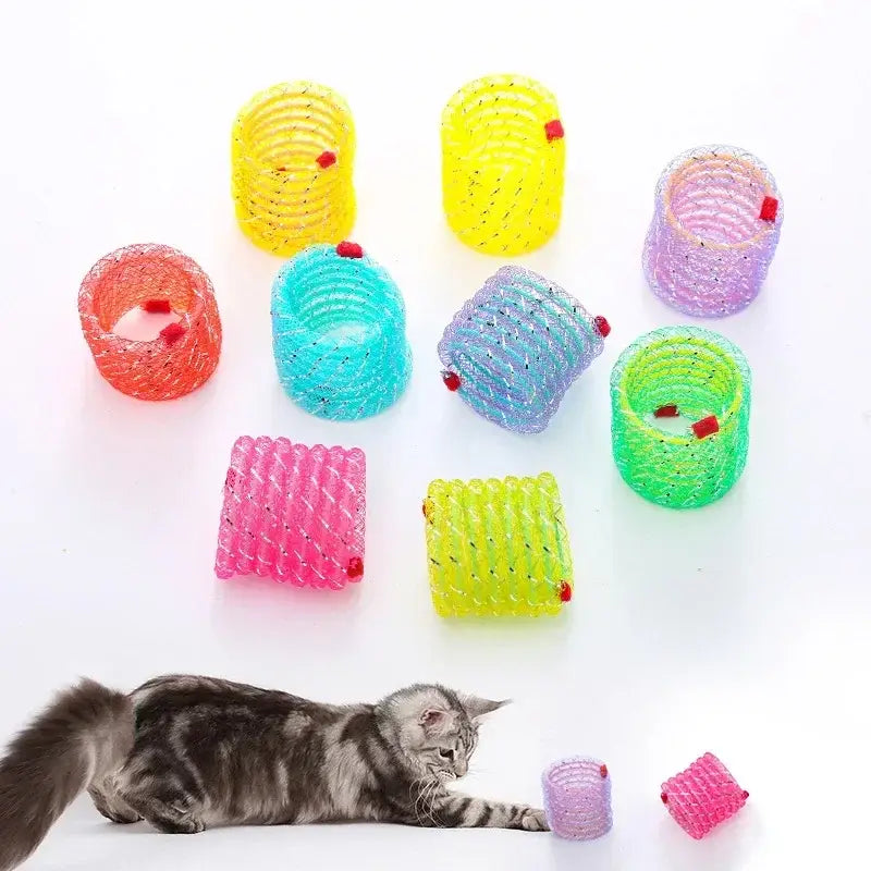 Colorful Funny Jumping Pet Cat Spring Toy for Playful Felines