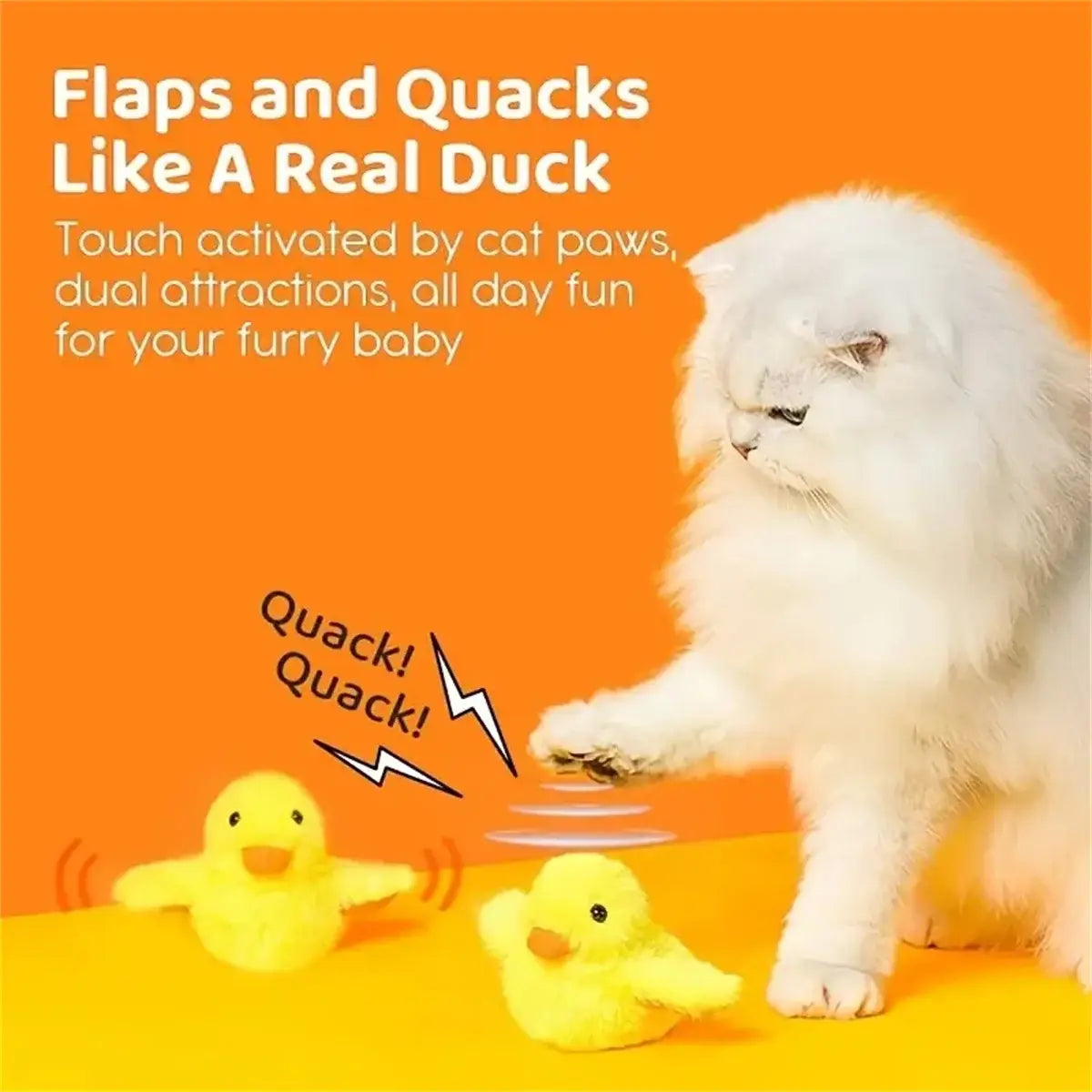 Flapping Duck Cat Toys Interactive Electric Bird Toys Washable Cat Plush Toys with Vibration Sensor Cats Game Toys