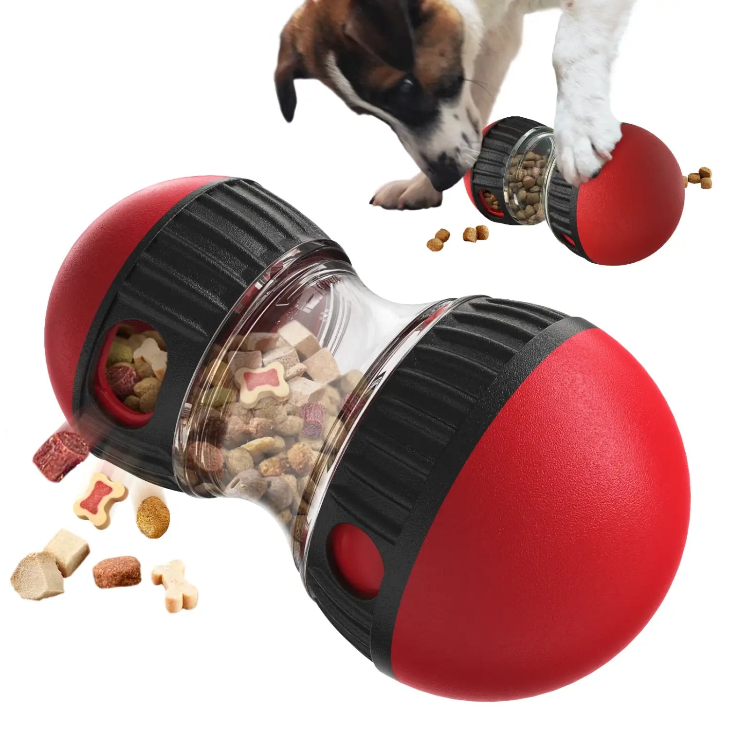 Red and Black Hourglass Spice Grinder for Dog Slow Feeder Training