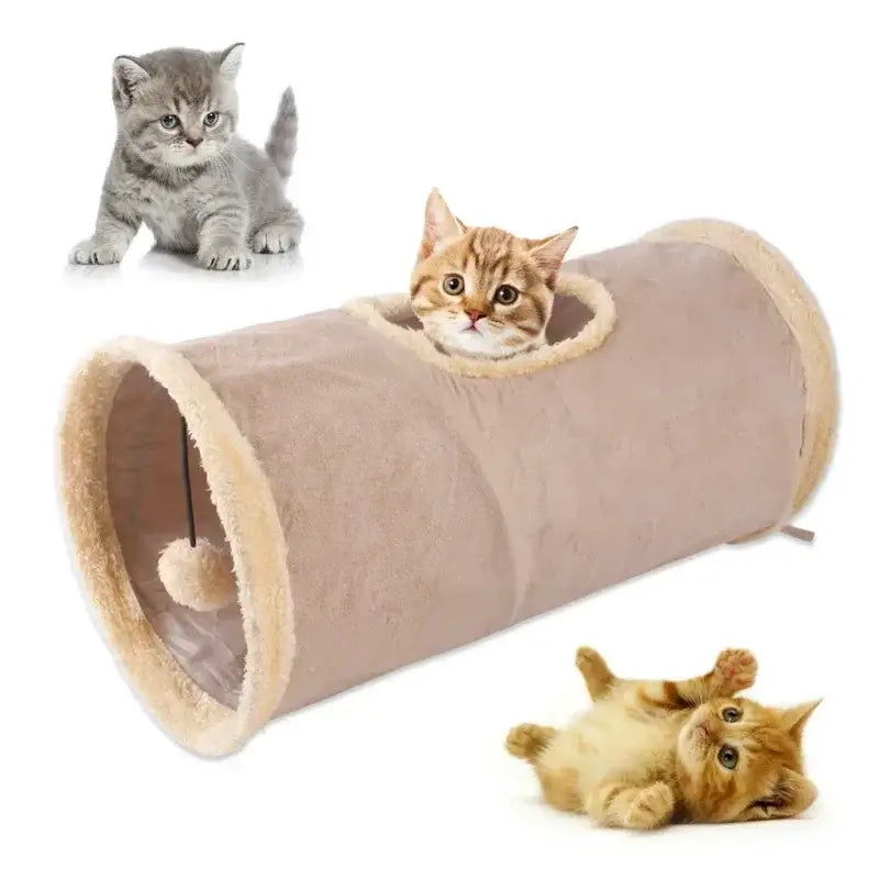 Cozy Foldable Cat Tunnel Tube Toy with Peekaboo Holes