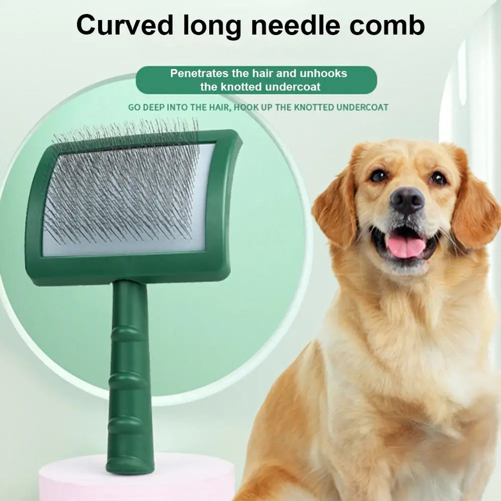 Green Extra Long Pin Slicker Brush for Large Dogs