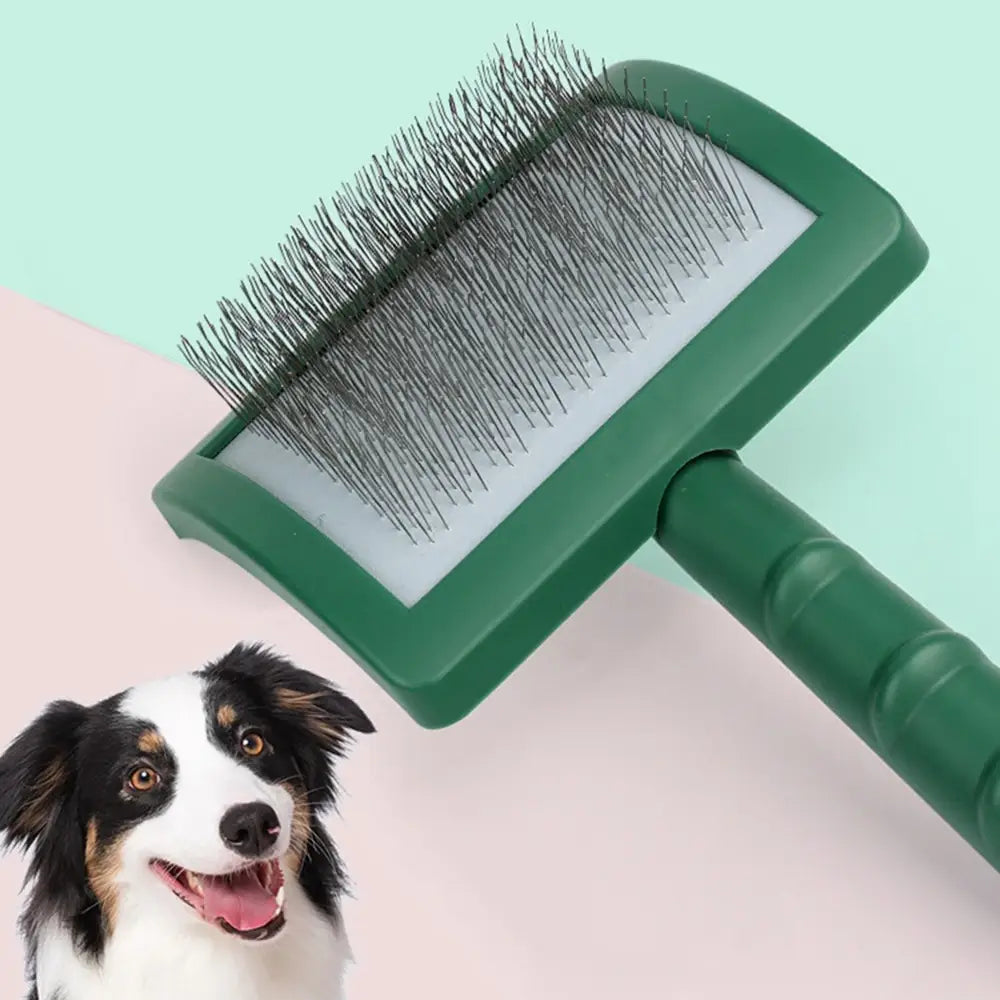 Green Extra Long Pin Slicker Brush for Large Dogs