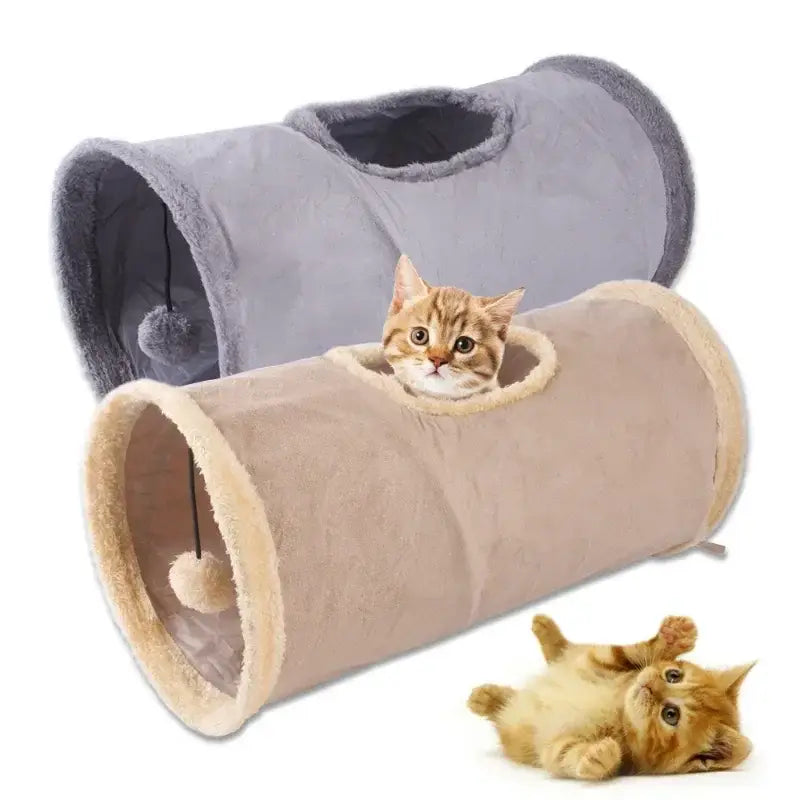 Cozy Foldable Cat Tunnel Tube Toy with Peekaboo Holes