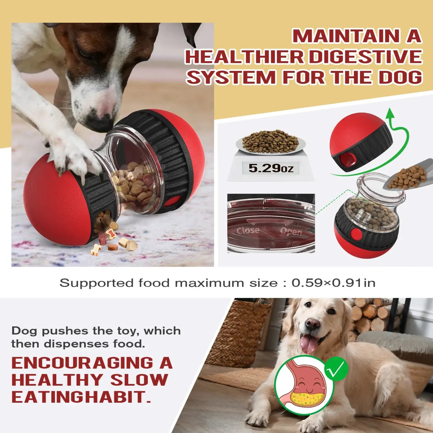 Red and Black Hourglass Spice Grinder for Dog Slow Feeder Training