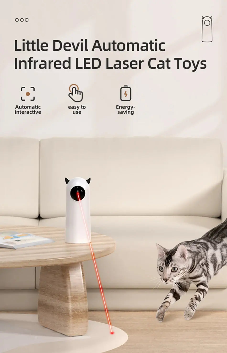 Red Antler LED Laser Cat Toy for Interactive Smart Teasing Fun