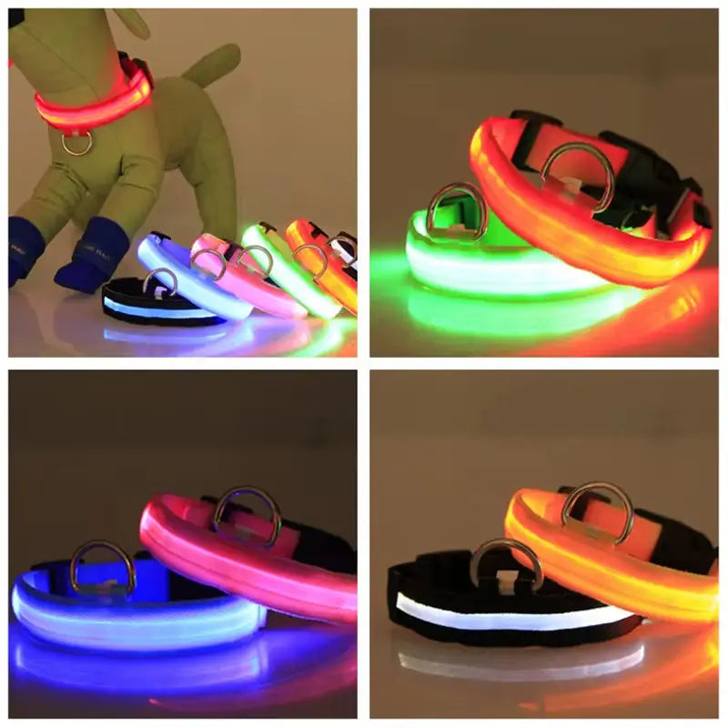 Pet Dogs Luminous Fluorescent Dog Accessories Collar Reflective LED Dog Collar Nylon Night Safety Flashing Glow in the Dark