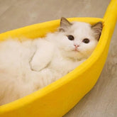 Banana Pet Bed, Cute Funny Fruit Bed with Removable Cushion for Dogs, Indoor Cats, Rabbits, Small Animals, Yellow