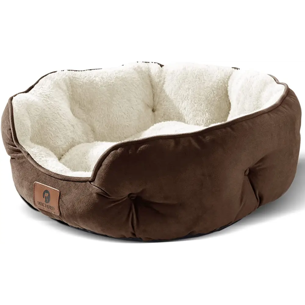 Small Dog Bed for Small Dogs, Cat Beds for Indoor Cats, Pet Bed for Puppy and Kitty, Extra Soft & Machine Washable with Anti-Slip & Water-Resistant Oxford Bottom, Brown, 20 Inches