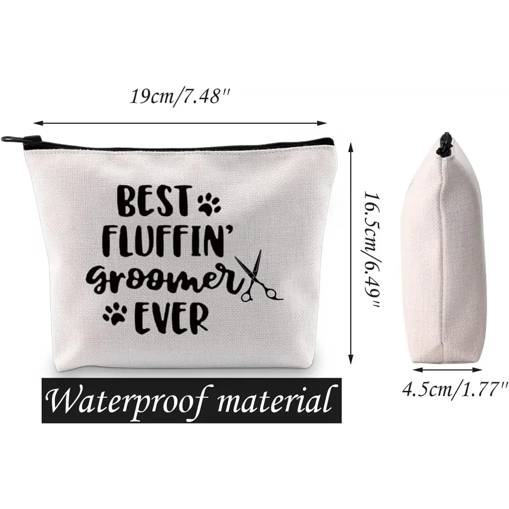 Dog Groomer Grooming Gift Best Fluffin' Groomer Ever Makeup Cosmetic Zipper Bag Pet Groomer Tool Kit (Fluffin' Groomer Bag)