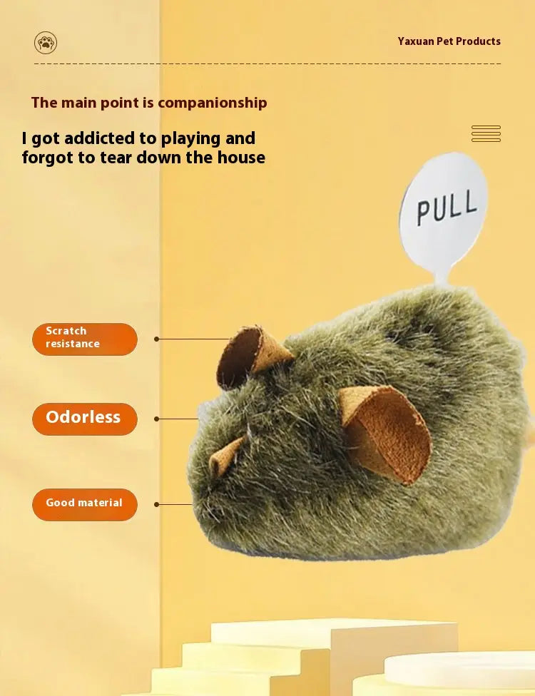 Fuzzy Grey Toy Mouse with Squeaks for Cats