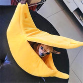 Banana Pet Bed, Cute Funny Fruit Bed with Removable Cushion for Dogs, Indoor Cats, Rabbits, Small Animals, Yellow