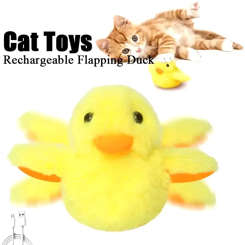 Flapping Duck Cat Toys Interactive Electric Bird Toys Washable Cat Plush Toys with Vibration Sensor Cats Game Toys Kitten