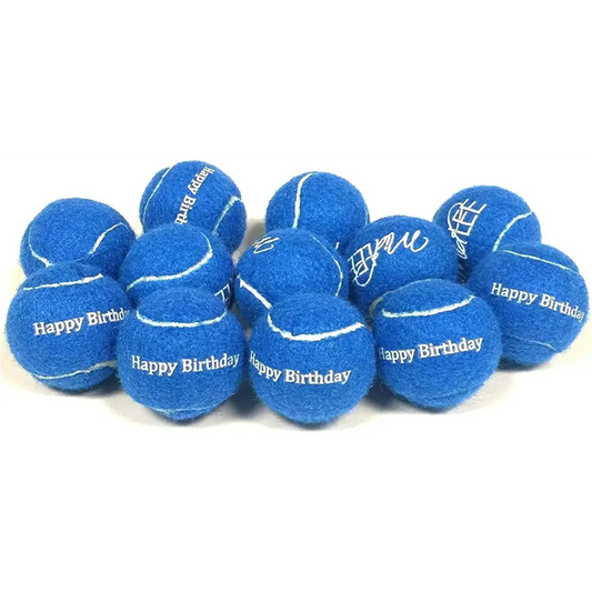 Happy Birthday Dog Tennis Balls (12 Pack) (Small, Blue)