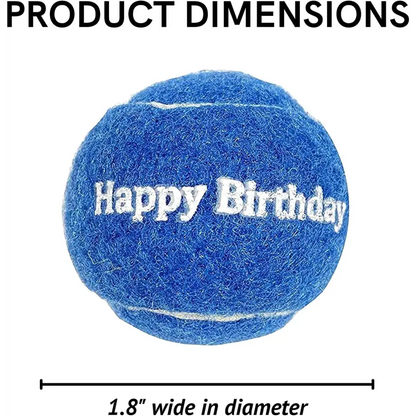 Happy Birthday Dog Tennis Balls (12 Pack) (Small, Blue)