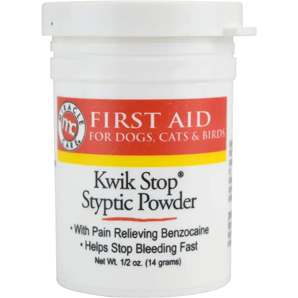 Kwik Stop Styptic Powder for Dogs, Cats, and Birds, Fast-Acting Blood Stop Powder for Pets, Quick Stop Bleeding Powder for Dog Nail Clipping and Minor Cuts, 0.5 Oz.