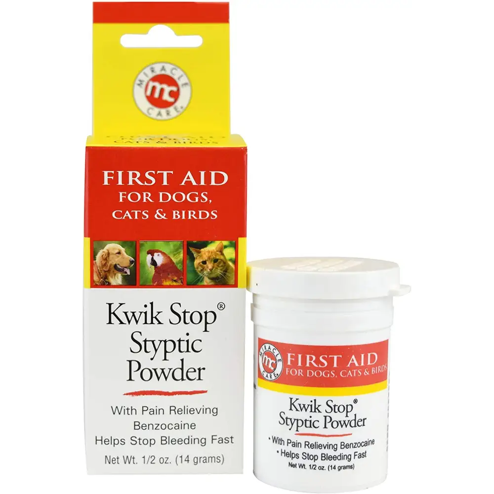 Kwik Stop Styptic Powder for Dogs, Cats, and Birds, Fast-Acting Blood Stop Powder for Pets, Quick Stop Bleeding Powder for Dog Nail Clipping and Minor Cuts, 0.5 Oz.