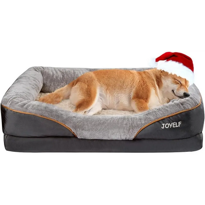 Large Memory Foam Dog Bed, Orthopedic Dog Bed & Sofa with Removable Washable Cover and Squeaker Toy as Gift