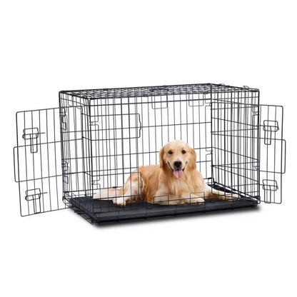 48" Pet Kennel Cat Dog Folding Steel Crate Animal Playpen Wire Metal