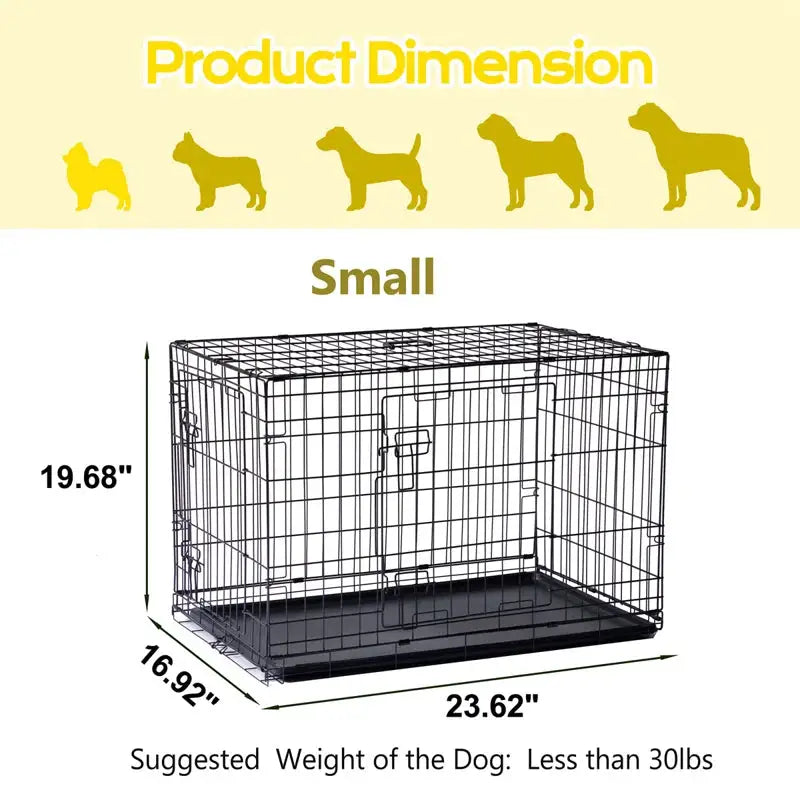 48" Pet Kennel Cat Dog Folding Steel Crate Animal Playpen Wire Metal