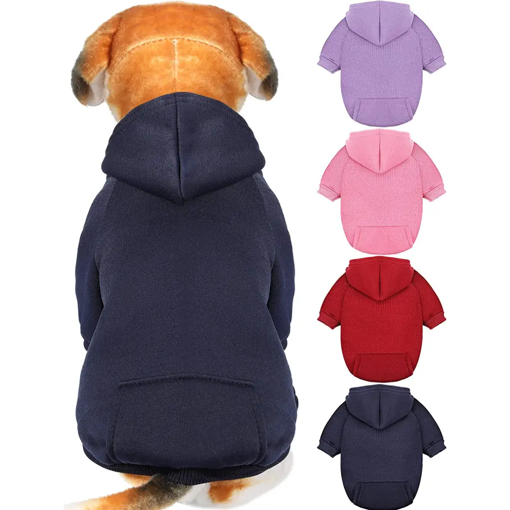 4 Pieces Small Dog Sweaters Dog Hoodie Clothes with Hat for Small Dogs Chihuahua Clothes with Pocket Puppy Pet Winter Clothes Warm Hoodies Coat Sweater Shirt(Xxs)