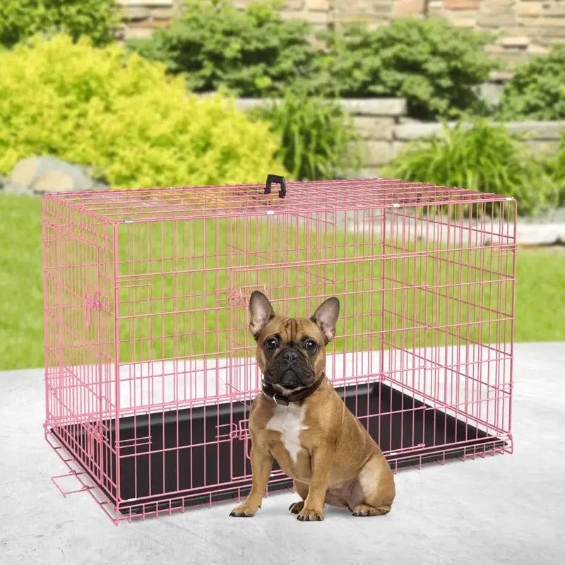 Jorden Dog Crates for Large Dogs Folding Metal Wire Crates Dog Kennels Outdoor and Indoor Pet Dog Cage Crate with Double-Door,Divider Panel, Removable Tray and Handle