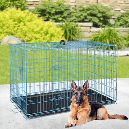 Jorden Dog Crates for Large Dogs Folding Metal Wire Crates Dog Kennels Outdoor and Indoor Pet Dog Cage Crate with Double-Door,Divider Panel, Removable Tray and Handle