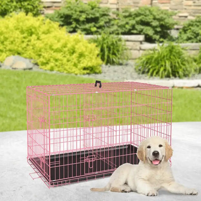 Jorden Dog Crates for Large Dogs Folding Metal Wire Crates Dog Kennels Outdoor and Indoor Pet Dog Cage Crate with Double-Door,Divider Panel, Removable Tray and Handle