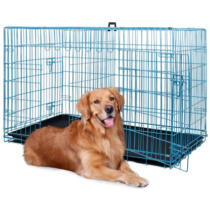 Jorden Dog Crates for Large Dogs Folding Metal Wire Crates Dog Kennels Outdoor and Indoor Pet Dog Cage Crate with Double-Door,Divider Panel, Removable Tray and Handle