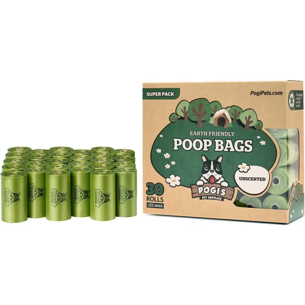 Pogi’S Dog Poop Bags - 30 Unscented Rolls (450 Doggie Poop Bags) - Leak-Proof Dog Waste Bags - Ultra Thick, Extra Large Poop Bags for Dogs