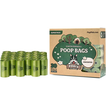 Pogi’S Dog Poop Bags - 30 Unscented Rolls (450 Doggie Poop Bags) - Leak-Proof Dog Waste Bags - Ultra Thick, Extra Large Poop Bags for Dogs