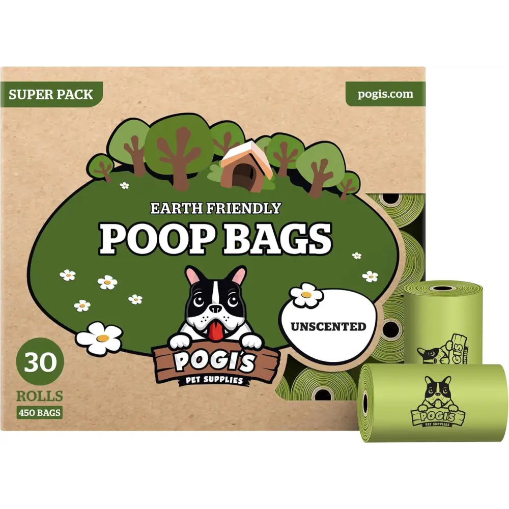 Pogi’S Dog Poop Bags - 30 Unscented Rolls (450 Doggie Poop Bags) - Leak-Proof Dog Waste Bags - Ultra Thick, Extra Large Poop Bags for Dogs