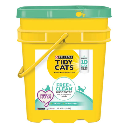 Purina  Free & Clean Unscented Cat Litter, Scoopable, Low Dust, Odor Control, 35 Lb. Pail