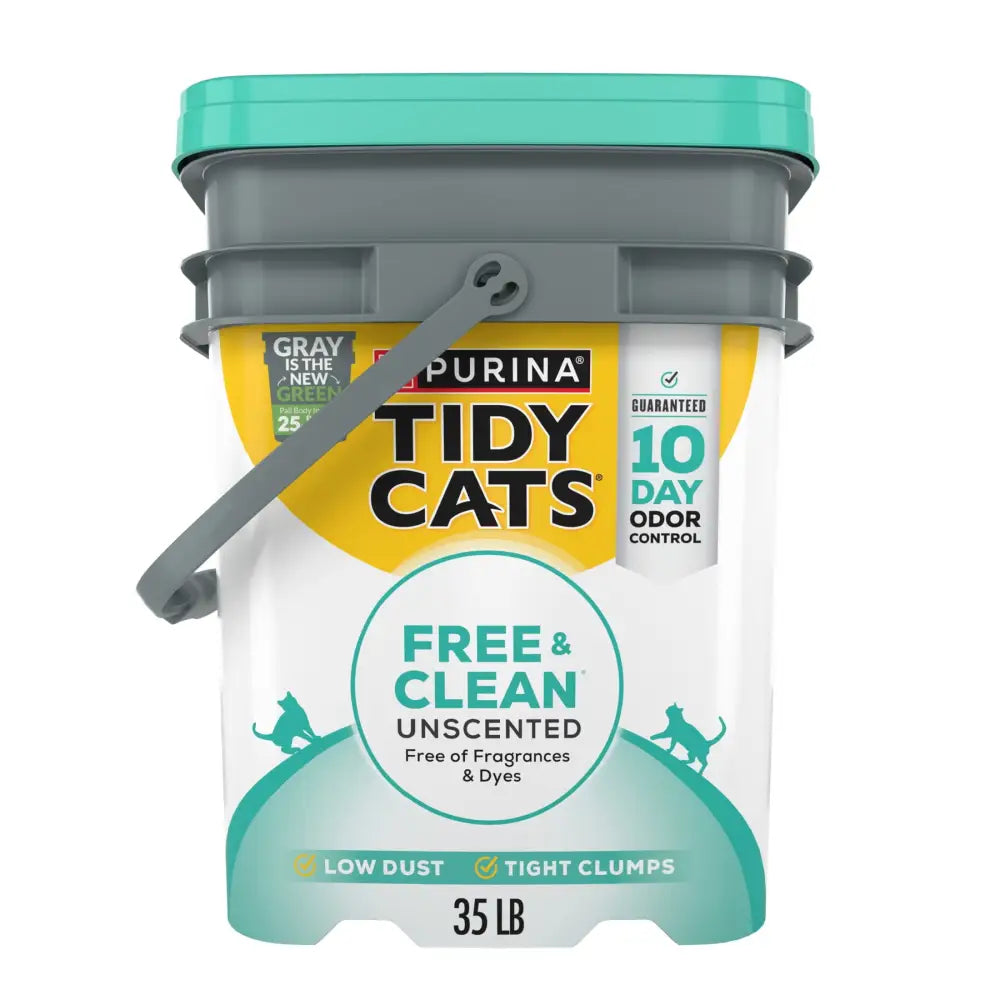 Purina  Free & Clean Unscented Cat Litter, Scoopable, Low Dust, Odor Control, 35 Lb. Pail