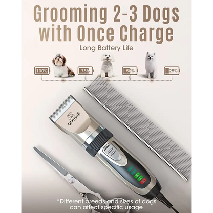 Dog Clippers Low Noise, 2-Speed Quiet Dog Grooming Kit Rechargeable Cordless Pet Hair Clipper Trimmer Shaver for Small and Large Dogs Cats Animals (Gold)