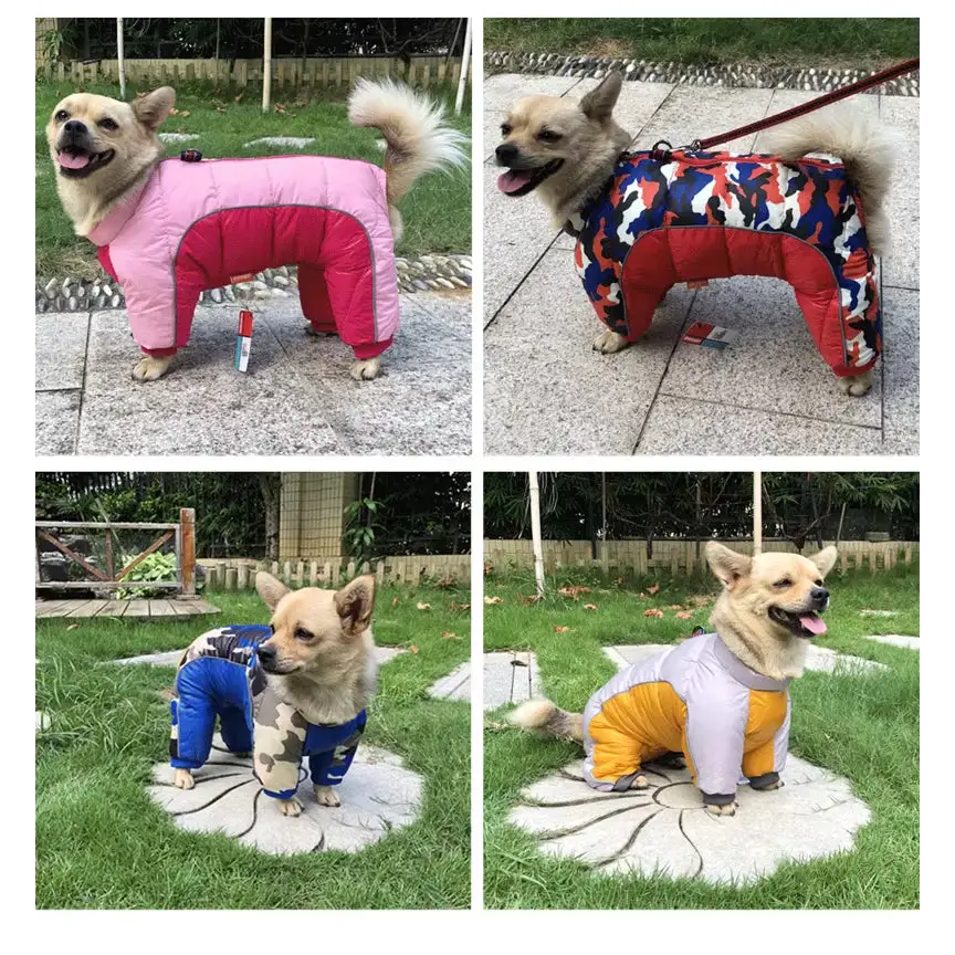 Winter Dog Clothes Super Warm Reflective Thick Cotton Waterproof Jacket, Small Dog French Bulldog Puppy Pet Jackets Snowsuit