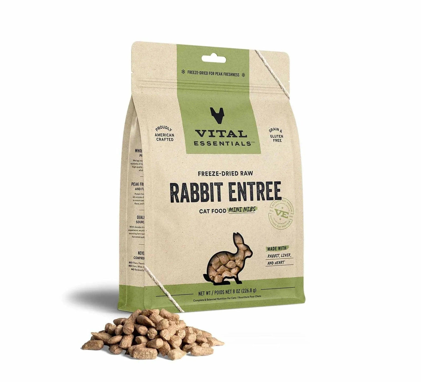 Vital Essentials(R) Freeze-Dried Raw Rabbit Entree Cat Food Mini Nibs - Pawtastic Pet Supplies