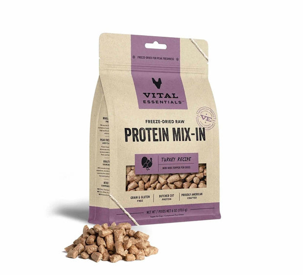 Vital Essentials(R) Freeze-Dried Raw Turkey Protein Mix-In Meal Topper for Dogs, - Pawtastic Pet Supplies