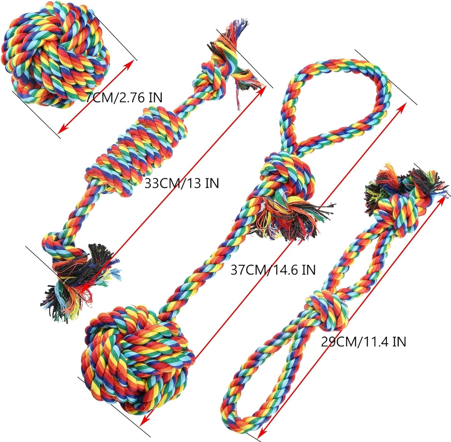 Dog Chew Toys Rope - Rope Puppy Chew Toys Washable Cotton Rope Toys Set for Small Dog Puppy Pet(4 Packs/Set)