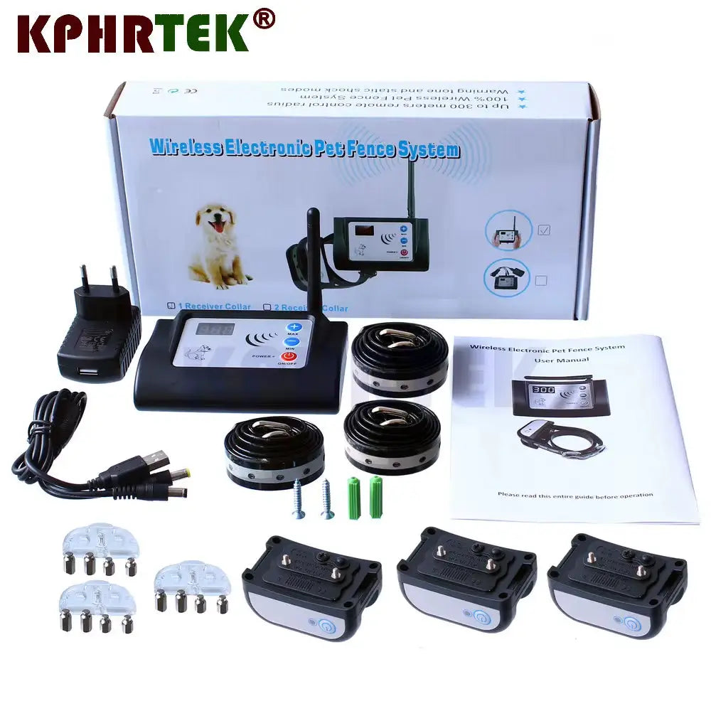 Wireless Dog Fence No-Wire Pet Containment System Rechargeable & Waterproof Dog Training Fence System Collar KDX882